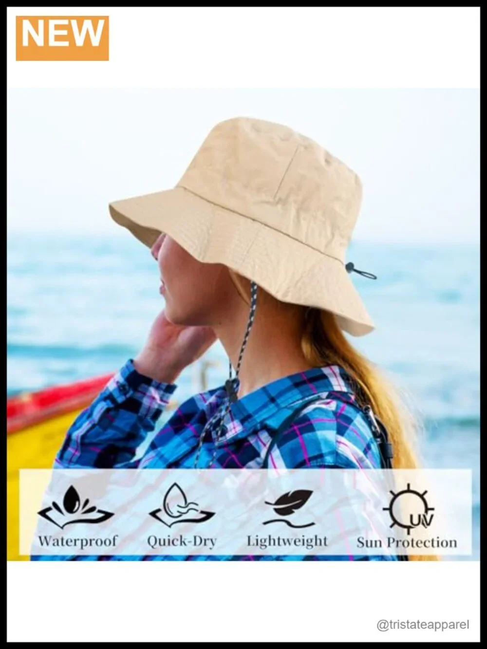 Packable Sun Bucket Hat for Women Waterproof Quick Dry Detachable Chin Strap